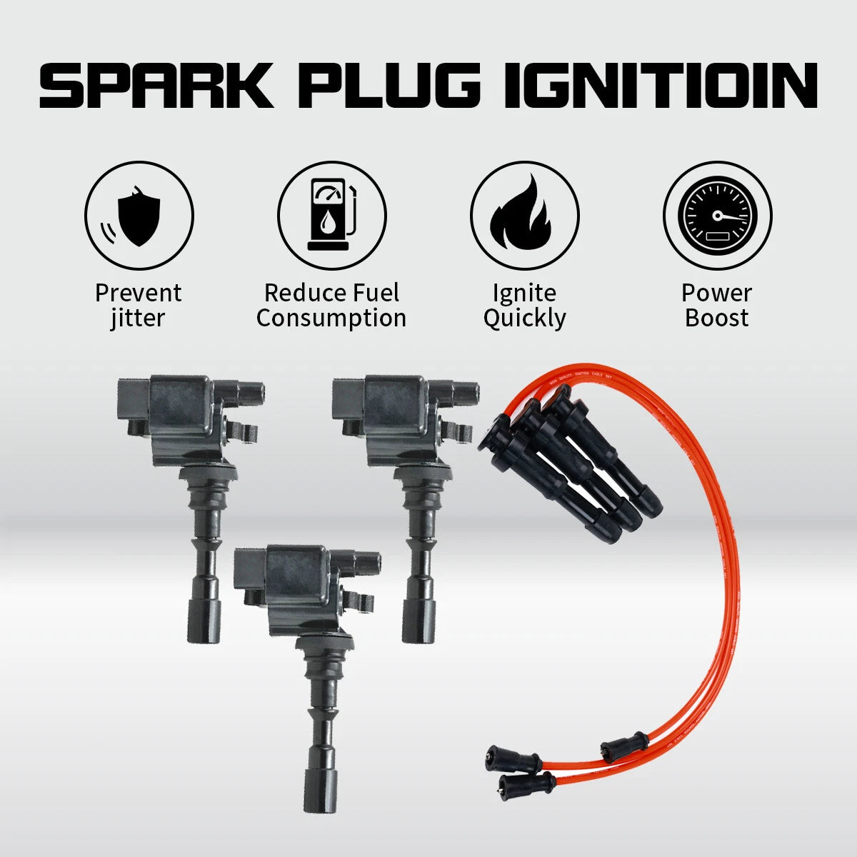 Ignition Coil & Red Spark Plug Wire for Hyundai Santa Fe 3.5L V6 (2003–2006) UF439