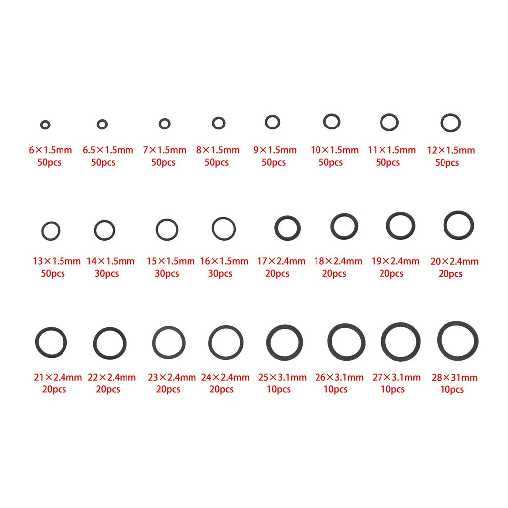 740PCS O Rings Assortment for Universal Applications (Various Sizes)