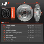 Drilled Brake Rotors for Mercedes-Benz S550 S450 CL550 (2007–2018)