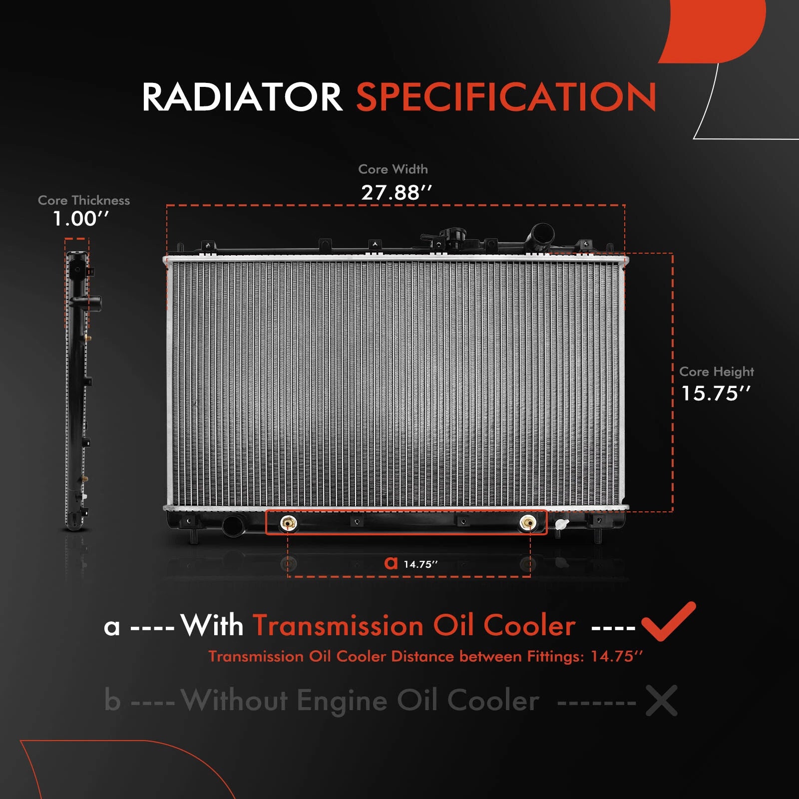 Radiator with Oil Cooler for Mitsubishi Diamante (1997–2004)