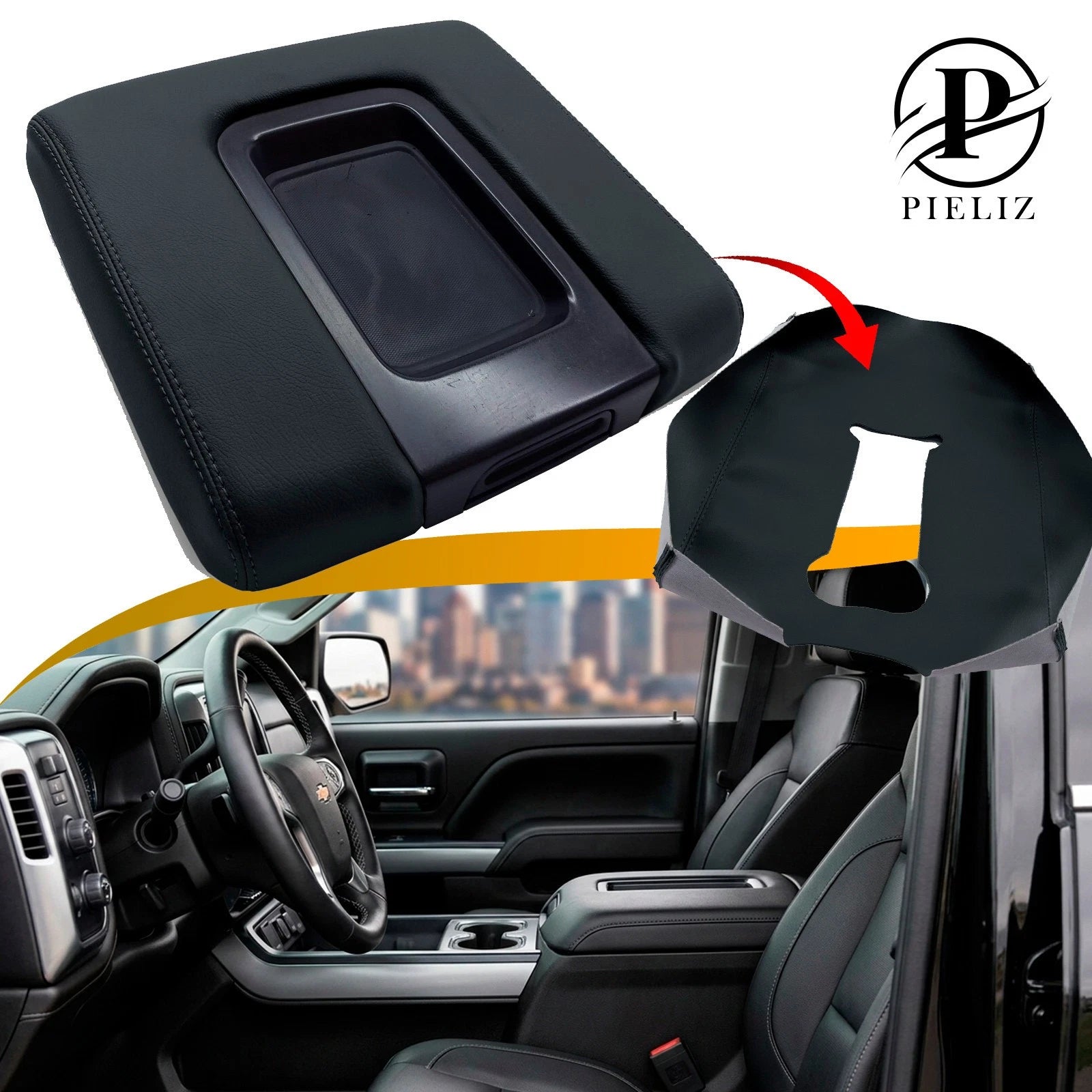 Leather Synthetic Console Armrest Cover for Chevrolet Silverado (2014–2019)