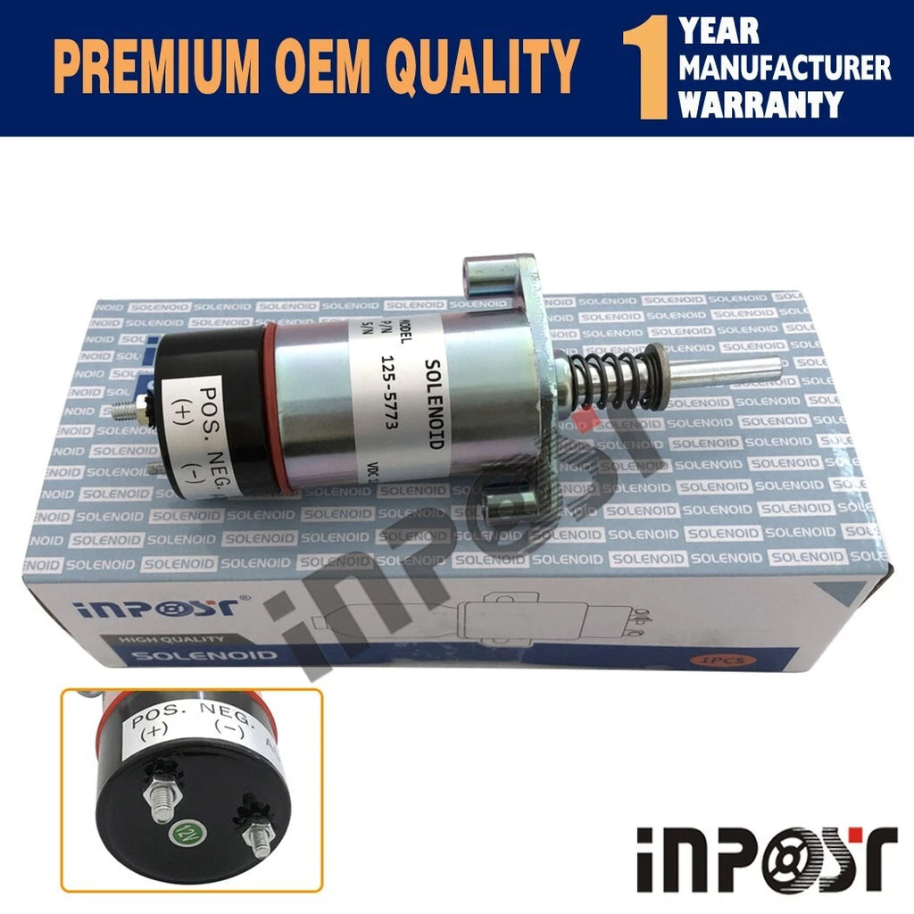 12V Fuel Solenoid 125-5773 8C-9986 for CAT 3204 3304 3304B 3306 3306B (–)