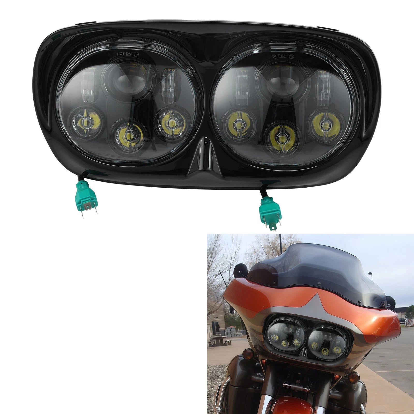 5.75" Dual LED Headlight Projector Lamp for Harley Touring Road Glide (1998–2013)