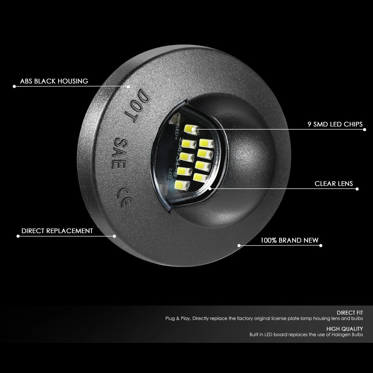 2X LED License Plate Lights for Ford F150/Super Duty/Explorer (1990–2016)