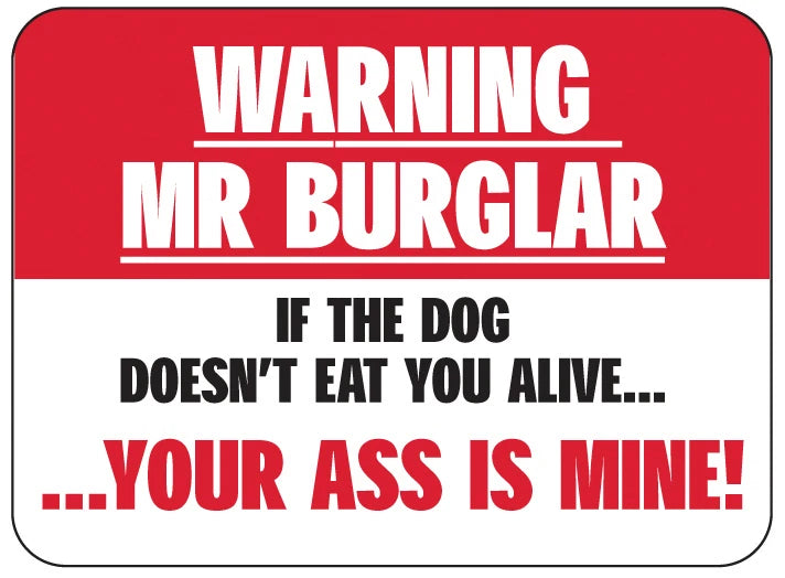 Warning Dog Don't Eat You Alive Sign for Man Cave