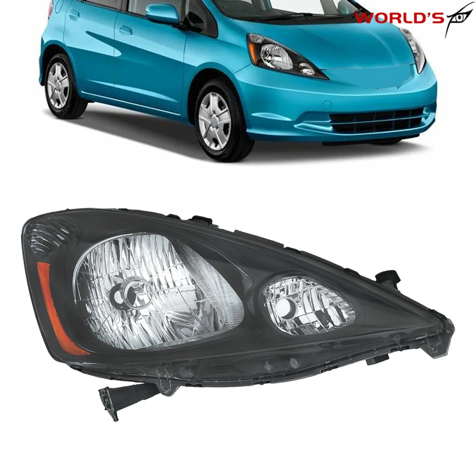 Right Halogen Headlight for Honda Fit Sport (2009–2011) Black