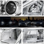 Projector Headlights for Nissan Maxima (2009–2014) - Chrome Housing, Clear Side