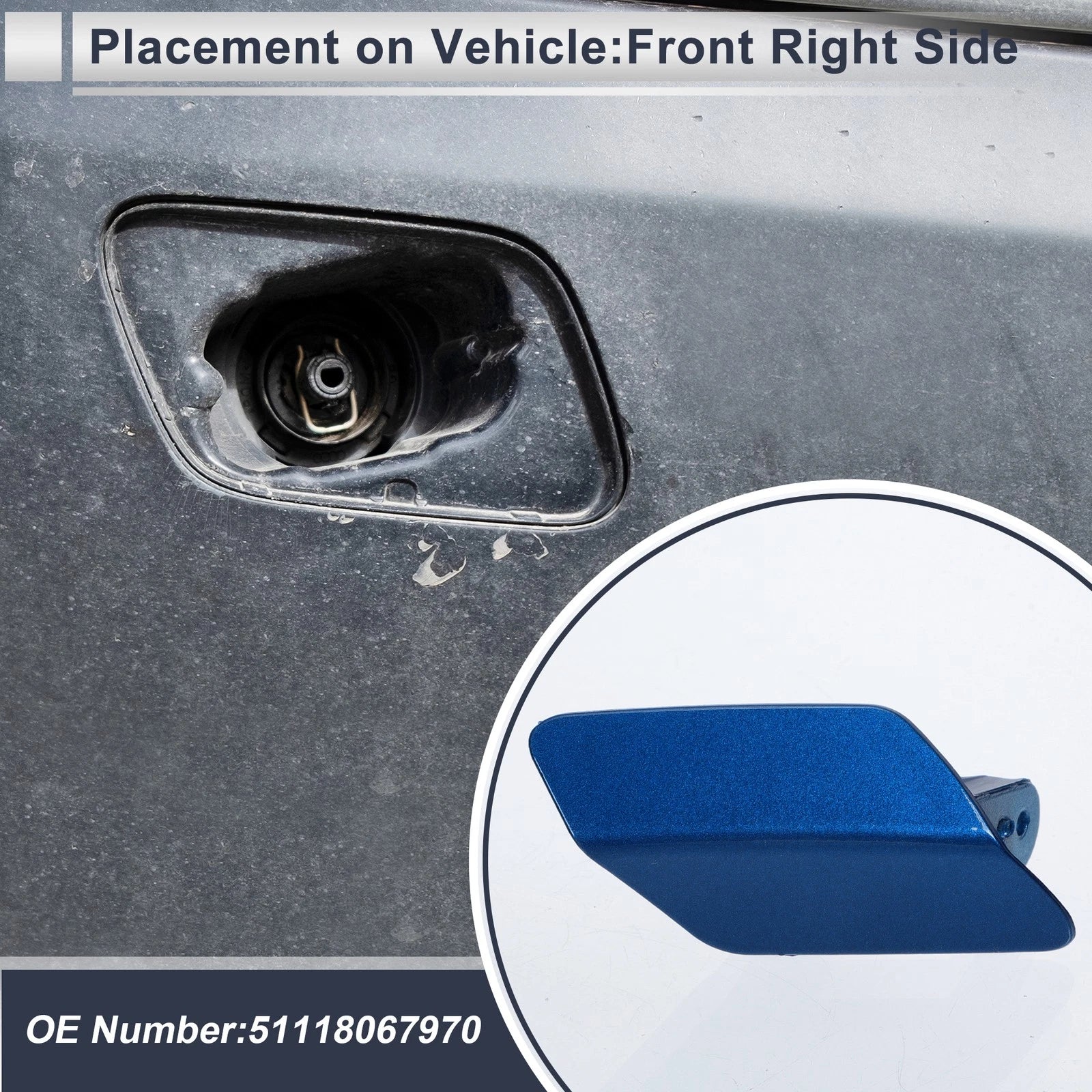 Headlight Washer Nozzle Cover Cap for BMW 320i (2012–2015) - Blue