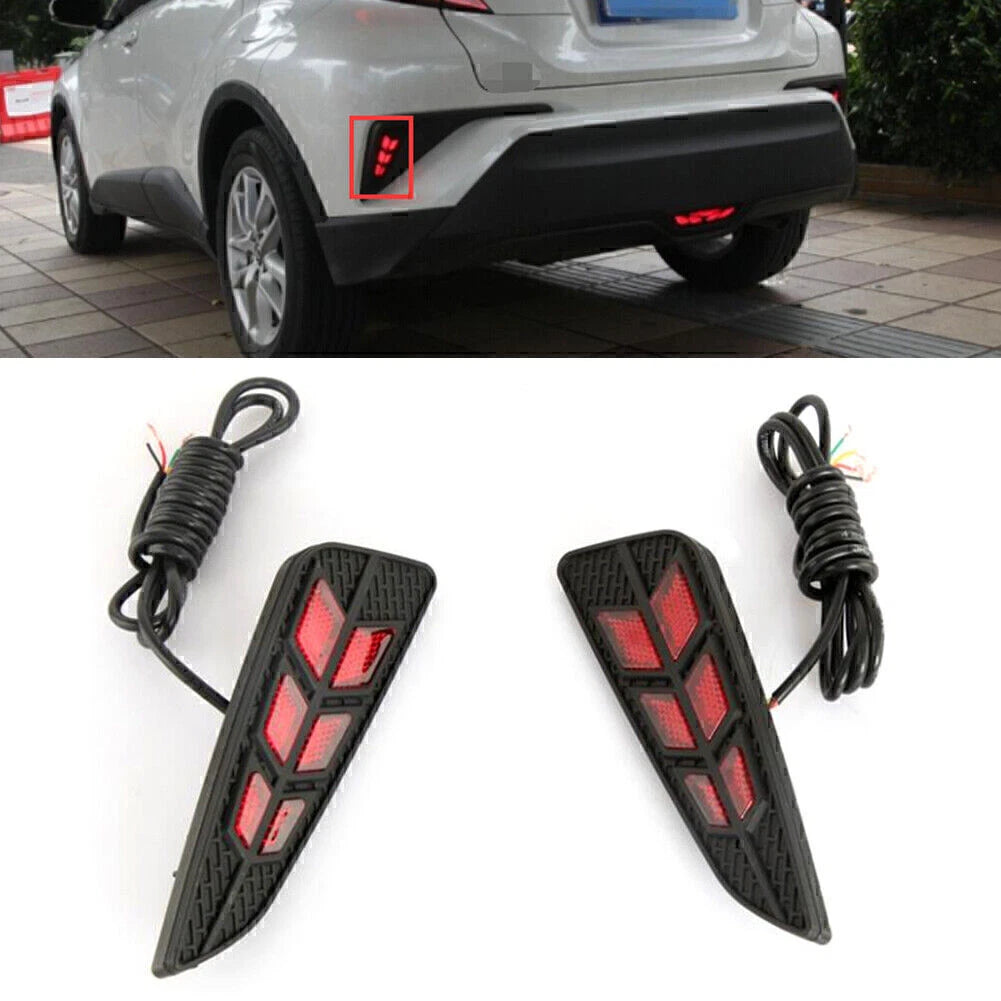 Pair 12V LED Rear Bumper Tail Brake Lights for Toyota CHR (2018)