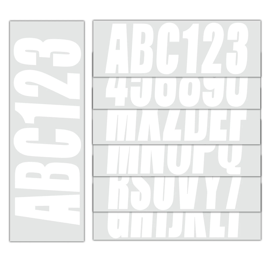 Set of 4 Custom Boat Registration Numbers Decal Stickers A-Z 0-9 White