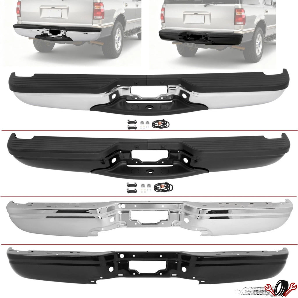 Chrome/Black Rear Bumper Face Bar for Ford Expedition (1997–2002)