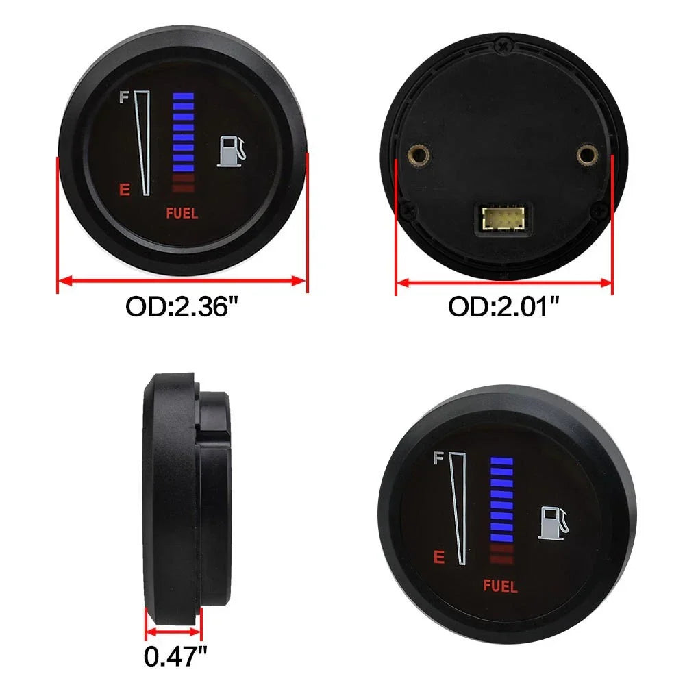 52mm 12/24V LED Fuel Level Meter Gauge for Car Motorcycle