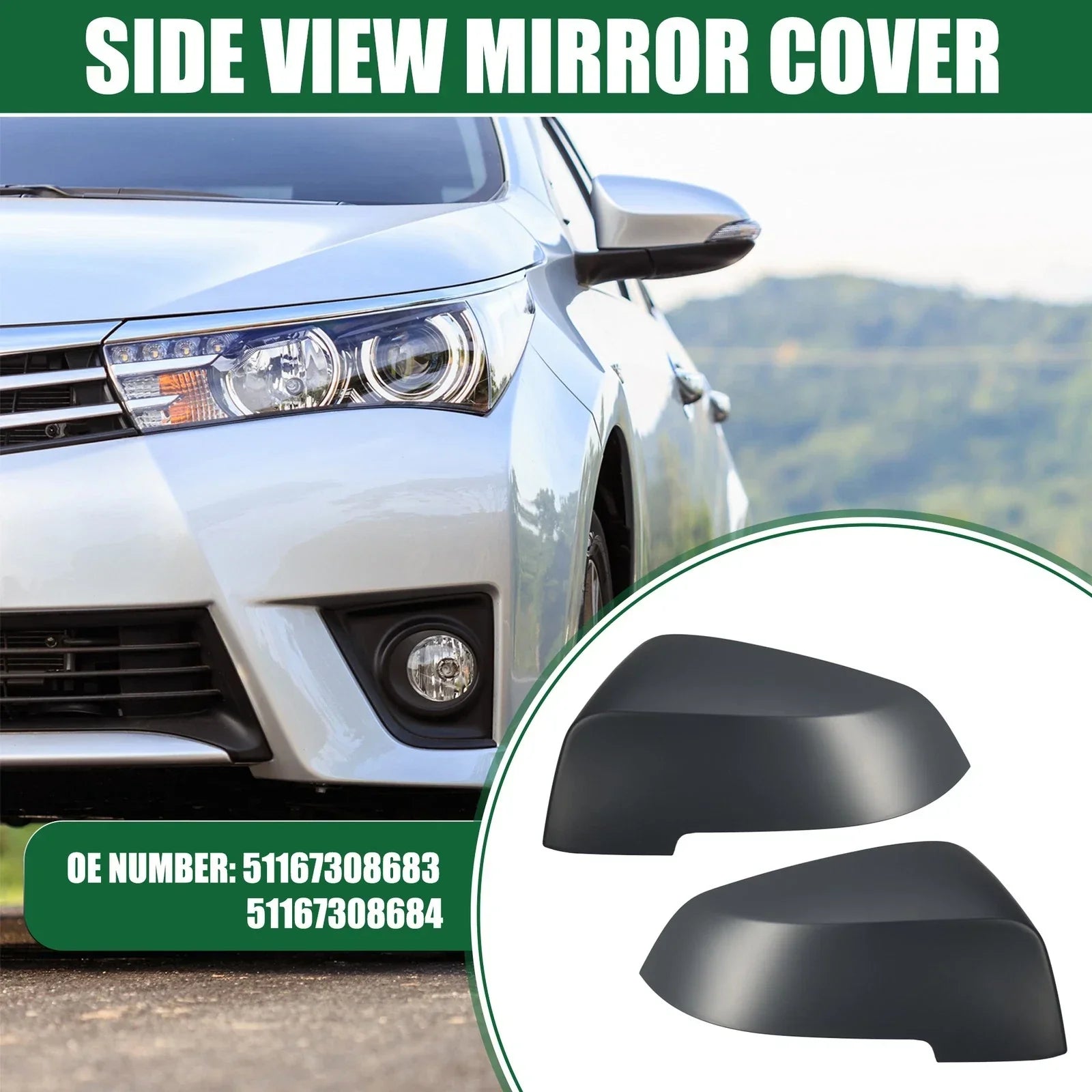 Pair Left Right Rearview Mirror Covers for BMW 528i Deep Gray (2011-2016)