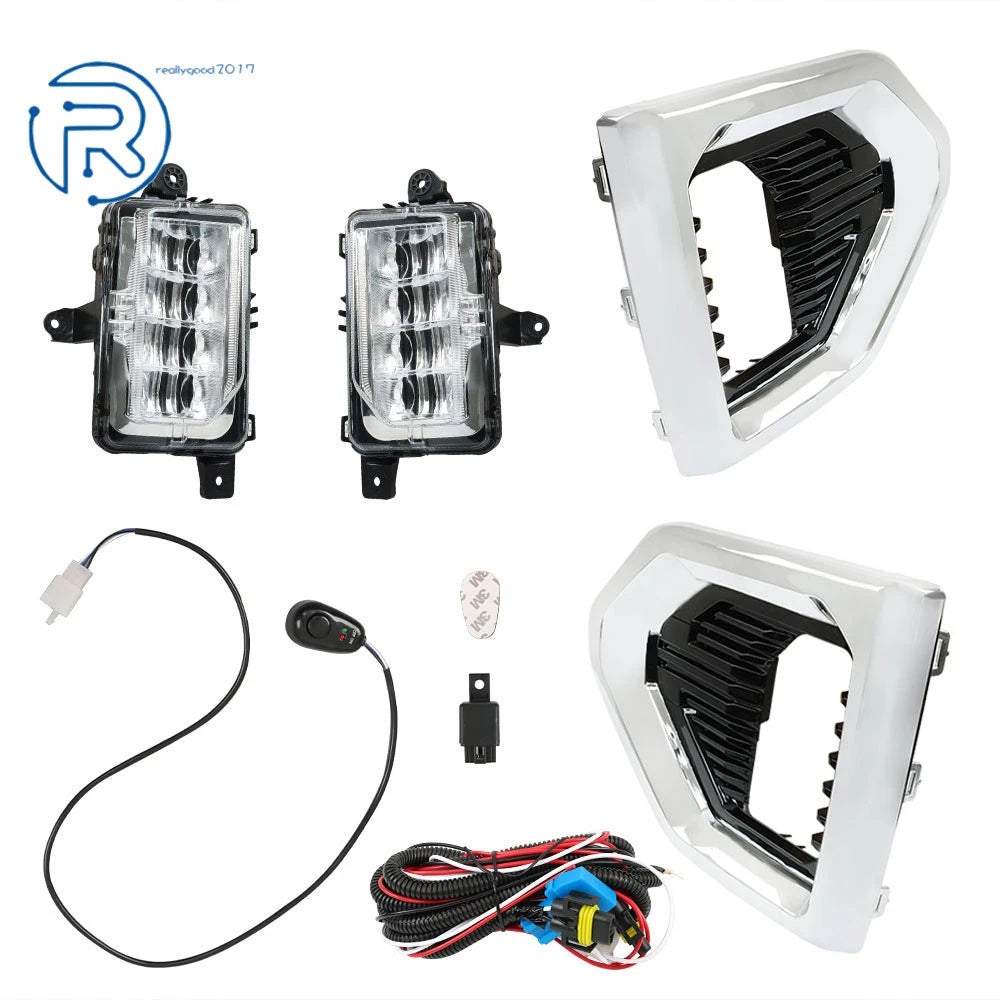 Set of 2 LED Fog Lights with Bezel for GMC Sierra 1500 Denali/AT4/SLT (2019–2021)