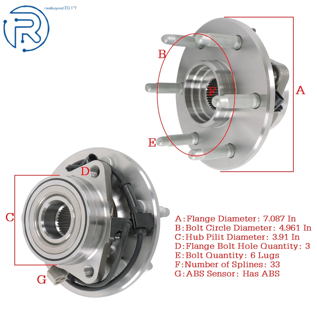 Pair Front Wheel Bearing Hub Assembly for GMC Sierra 1500 (1999-2006)