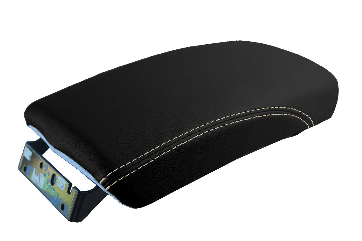 Leather Console Lid Armrest Cover for Nissan Rogue (2014–2016) Beige Stitch