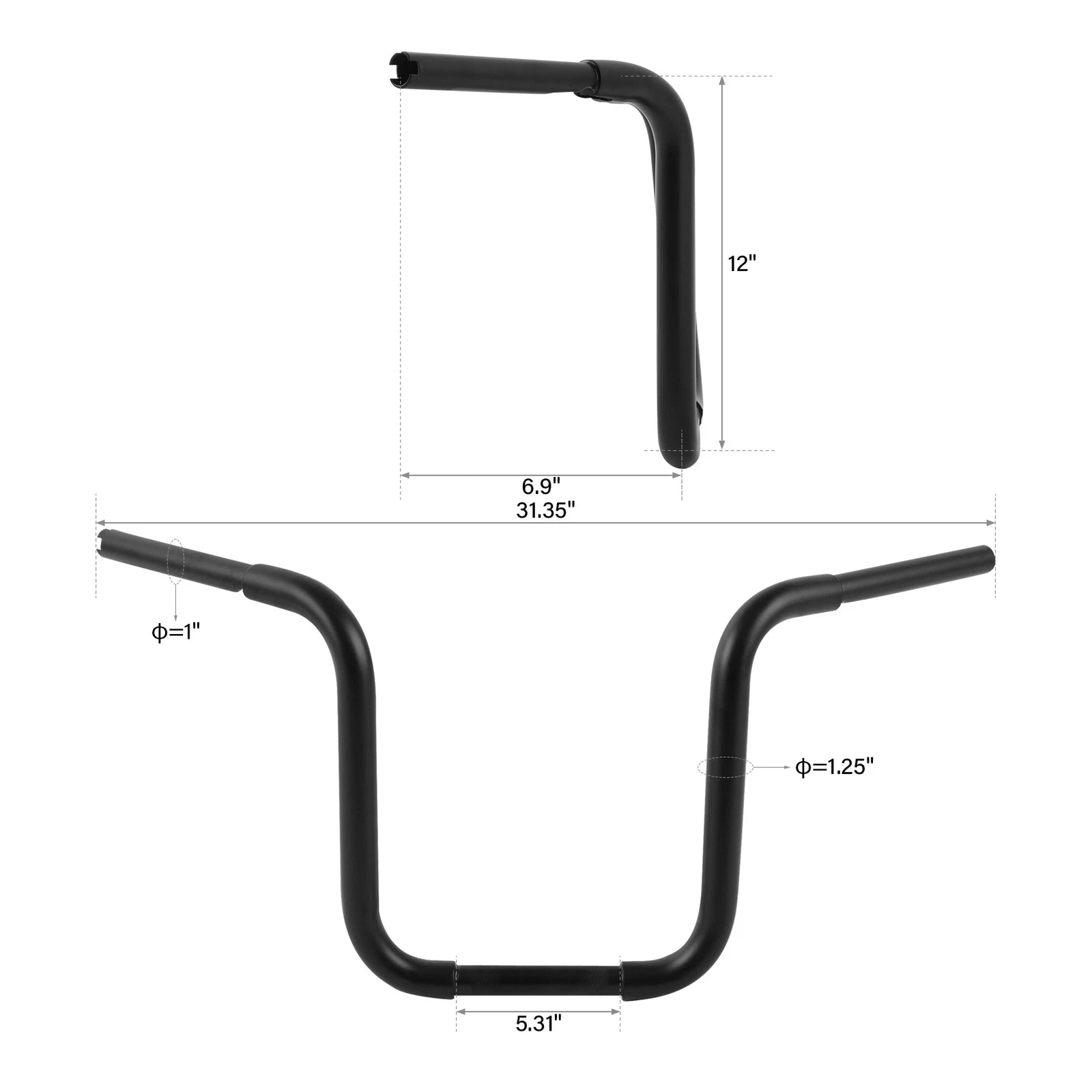 Ape Hanger Handlebar 1-1/4" for Harley Sportster (10''-20'')