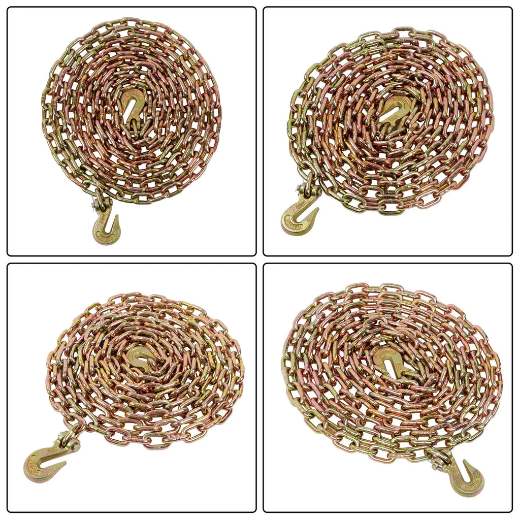 Set of 2 G80 Steel Chain and Bundle Kit 5/16"-3/8" 7100lbs 20ft