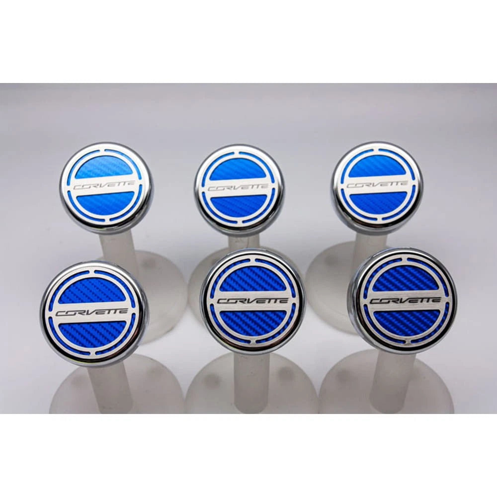 Chrome Corvette Cap Covers with Orange CF Inlay for 2014-2019 Corvette Z06