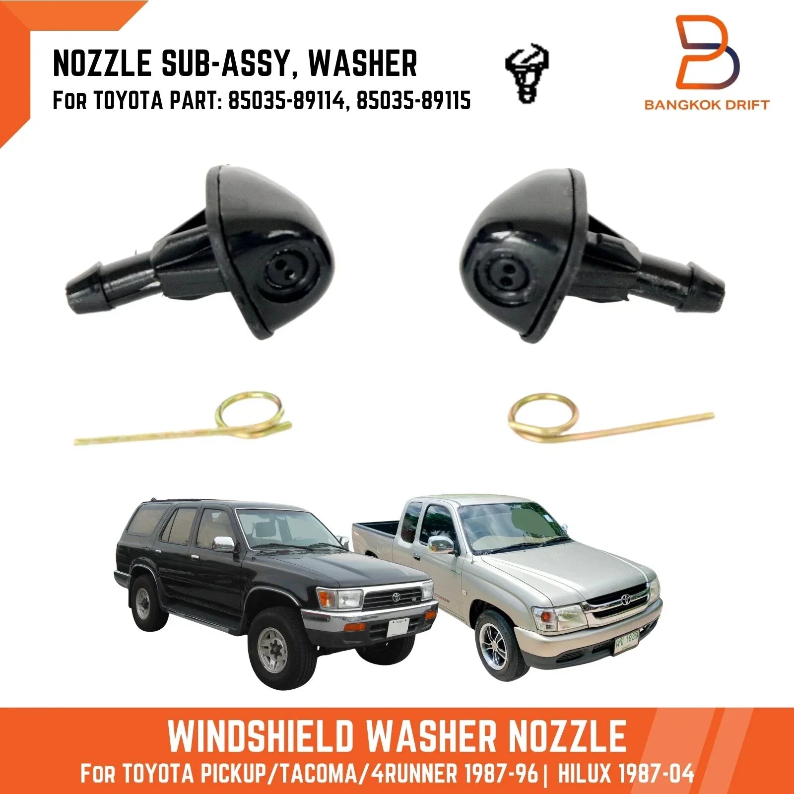 Windshield Washer Nozzle Jet for Toyota Pickup LN80 LN105 LN147 LN167 (1984-1995)