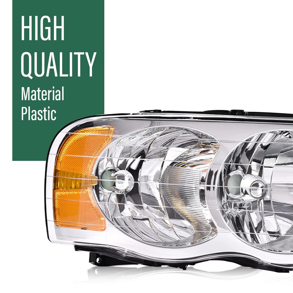 Clear Lens Amber Corner Headlights for Dodge Ram 1500 2500 3500 (2002–2005)