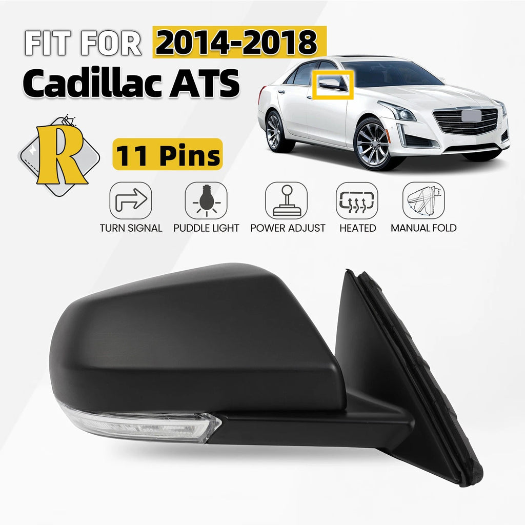 Right Side Mirror for Cadillac ATS (2014–2018) w/Turn Signal & Puddle Light