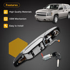 Exterior Door Handle Driver Side w/ Lock Cylinder for Chevy GMC Cadillac (2007–2013)