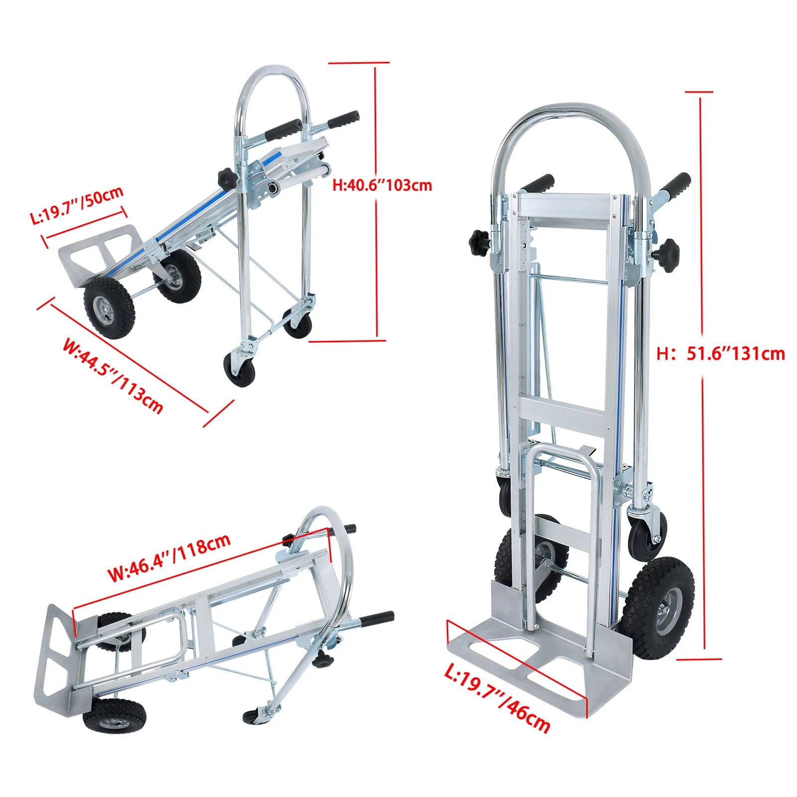 4-in-1 Aluminum Folding Hand Truck Trolley (1000 lbs Capacity)
