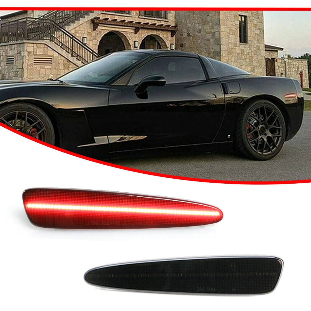 2X Smoked Lens Red LED Rear Side Marker Lights for Chevy Corvette C6 (2005–2013)