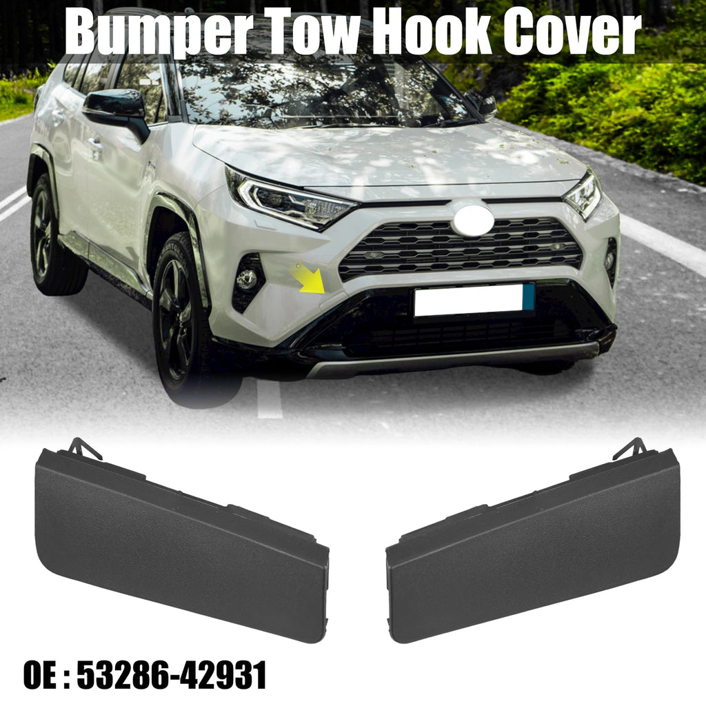 1 Pair Front Bumper Tow Hook Cover for Toyota RAV4 (53286-42130, 53285-42120)