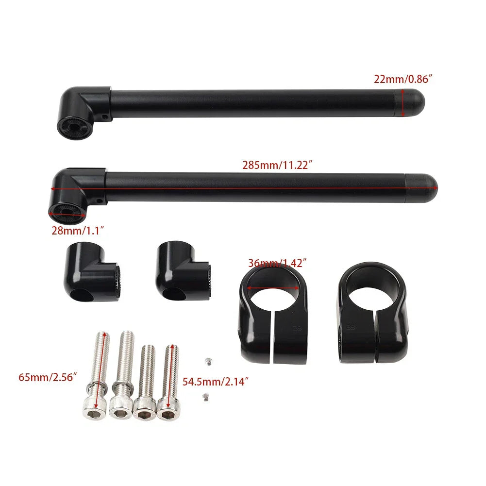 36MM Clip-On Handlebar for Motorcycle Cafe Racer - Black