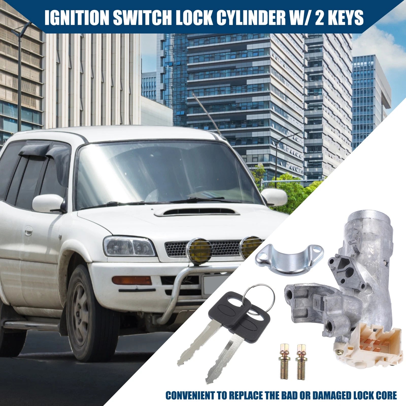 Ignition Switch Lock Cylinder w/ Keys for Toyota Corolla RAV4 (2000–2006)