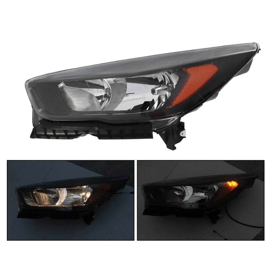 Black Headlights Lamps Pair for Ford Escape (2017–2019) Halogen