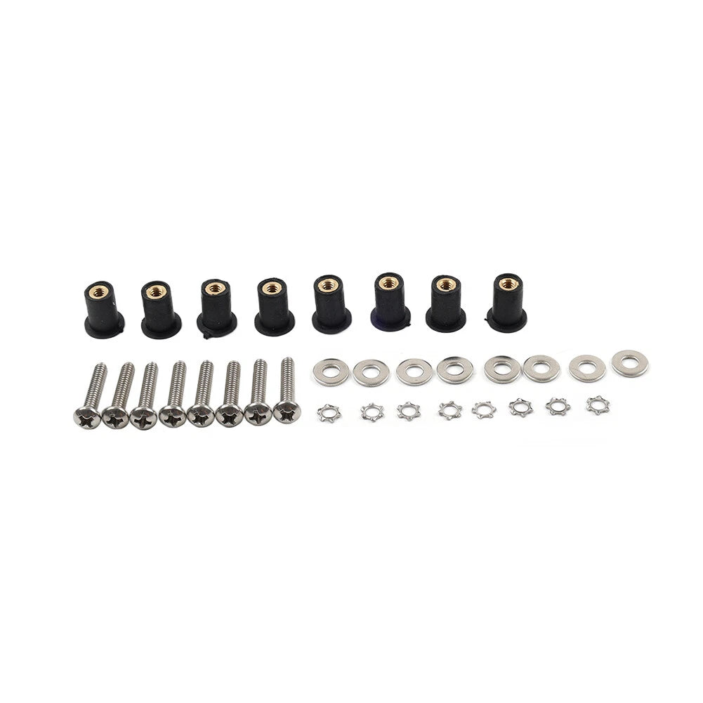 8PCS Headlight Bucket Nacelle Kit for Harley (Stainless Steel & Rubber)