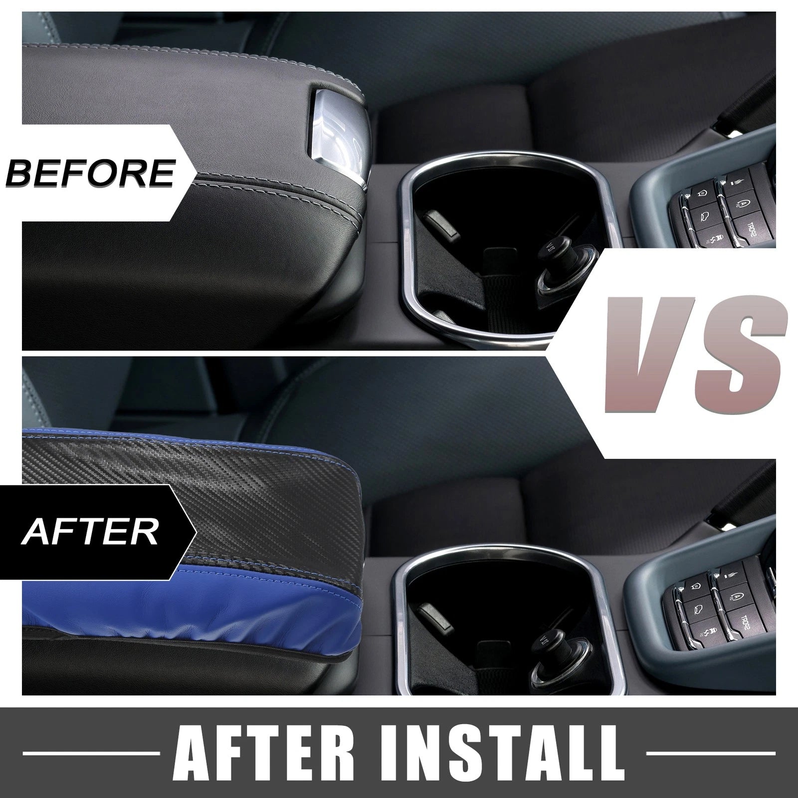 Center Console Armrest Cover Pad for Toyota Corolla Cross (2022) Blue Black