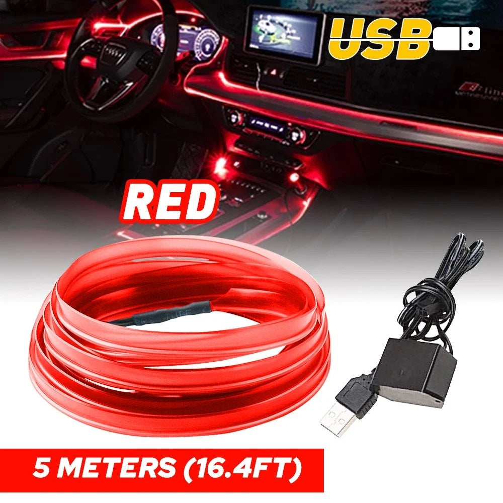 Red LED Interior Strip Light for Universal Cars (5m)