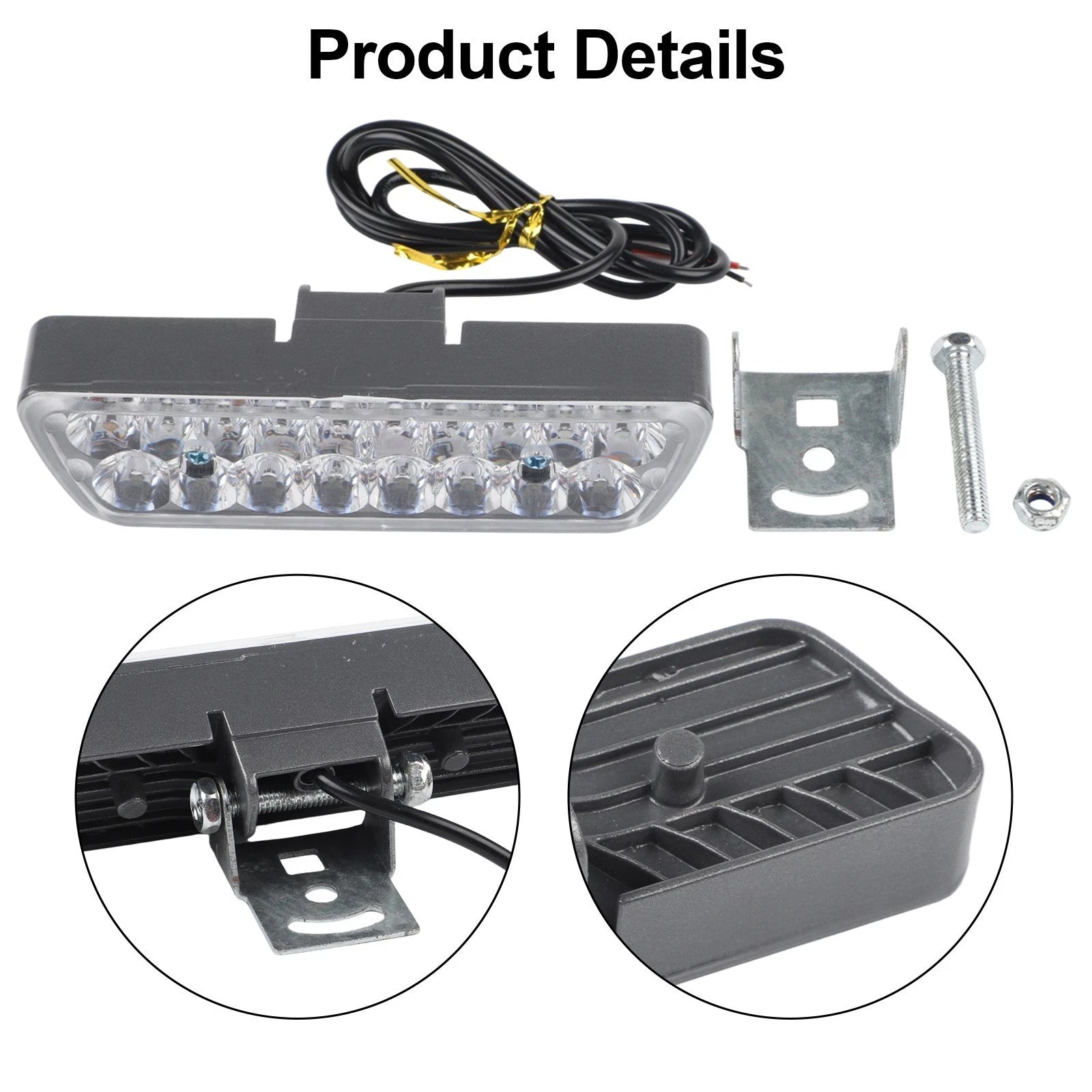 Bike Light for Bicycle (1pcs, 129x35x25mm, ABS+Aluminum Alloy, Black)