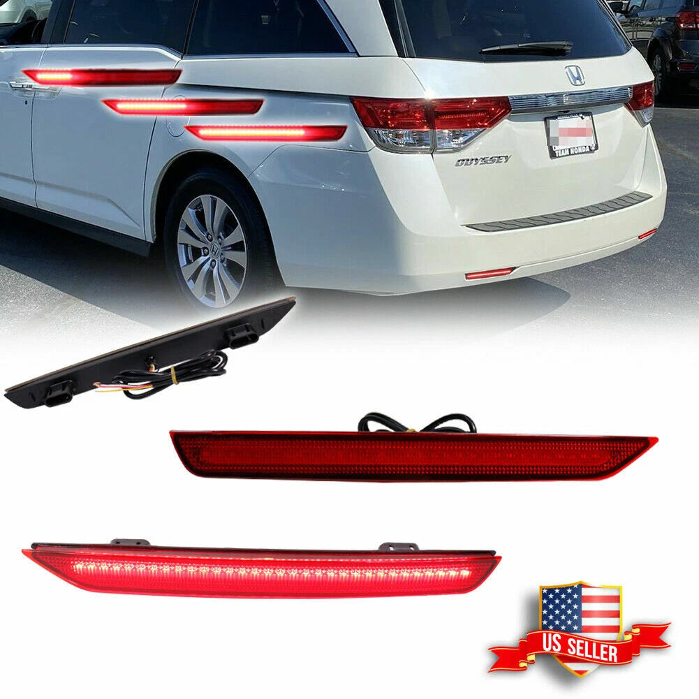 Red LED Rear Bumper Reflector Tail Lights for Honda Odyssey (2011–2017)