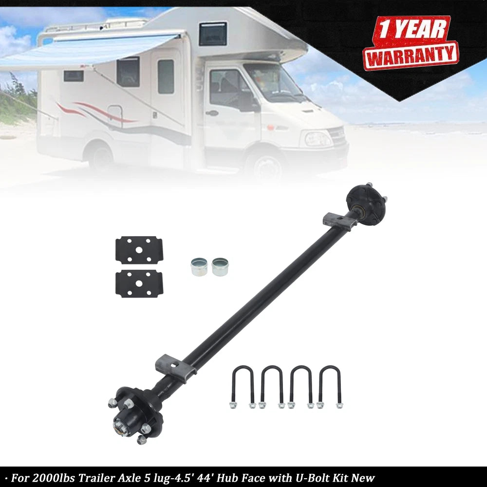 Trailer Axle 2000lbs 5 Lug 4.5" Hub Face with U-Bolt Kit for Trailer