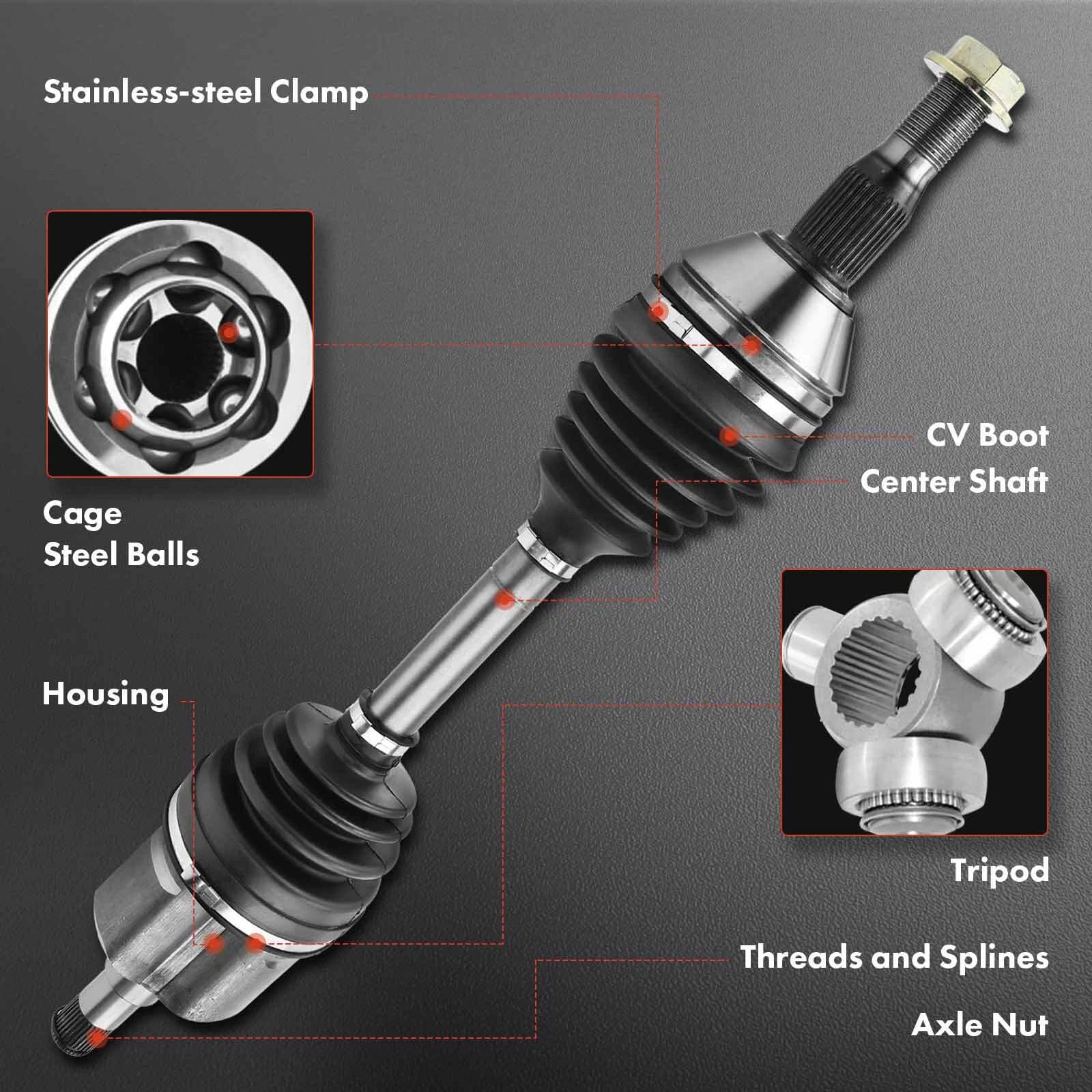 2X Front Side CV Axle + 2X Wheel Hub Bearing for Chevy Impala (2000-2016)
