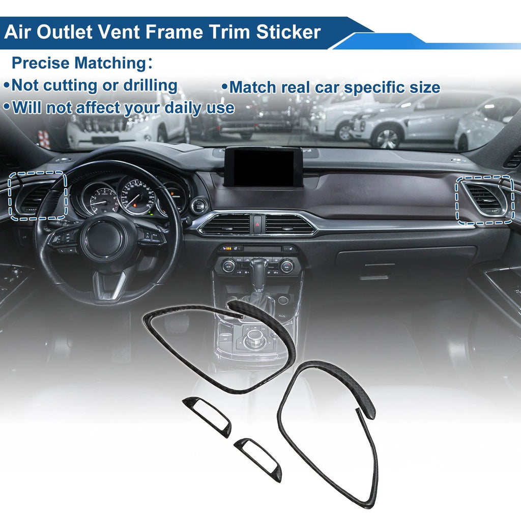 Set of 2 Air Condition Outlet Vent Trim Cover Frame for Mazda CX-9 (2016–2023) Black