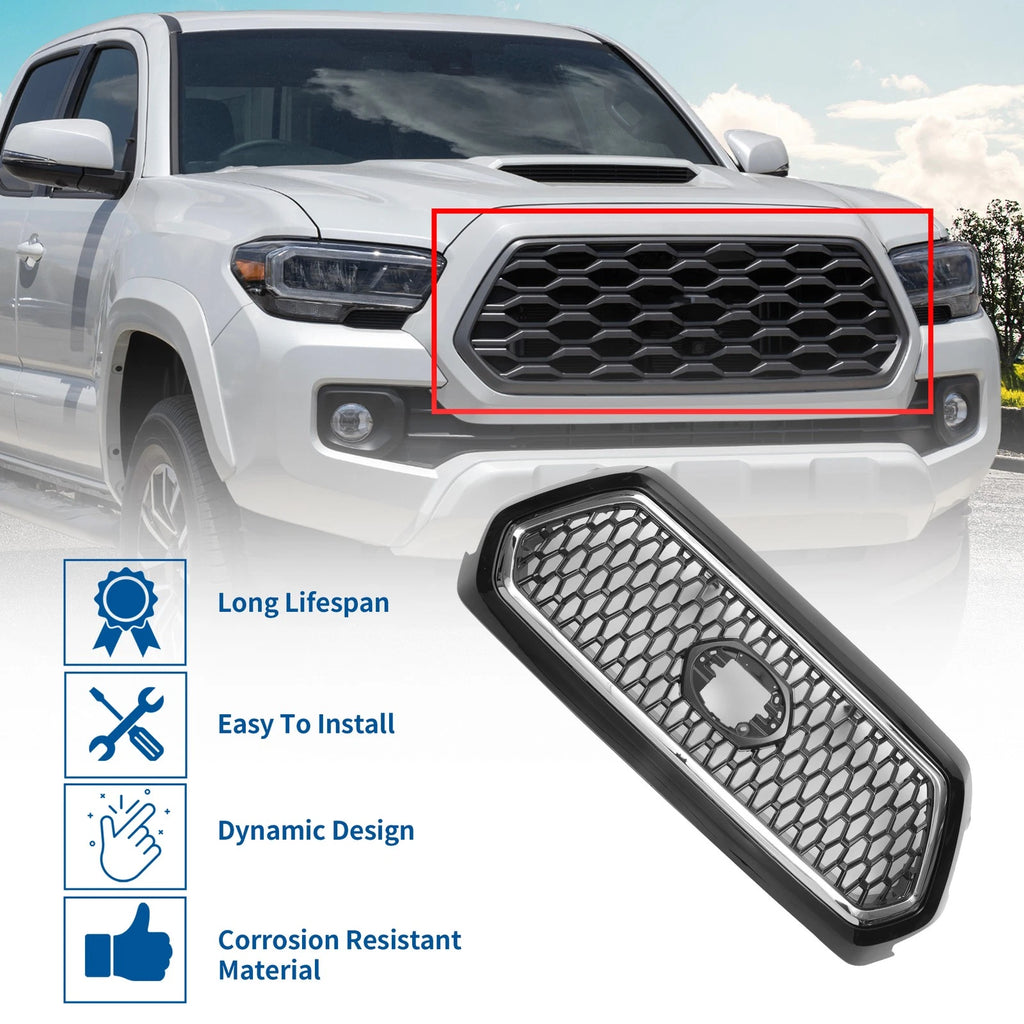 Front Hood Bumper Grille for Toyota Tacoma (2019–2020) Chrome