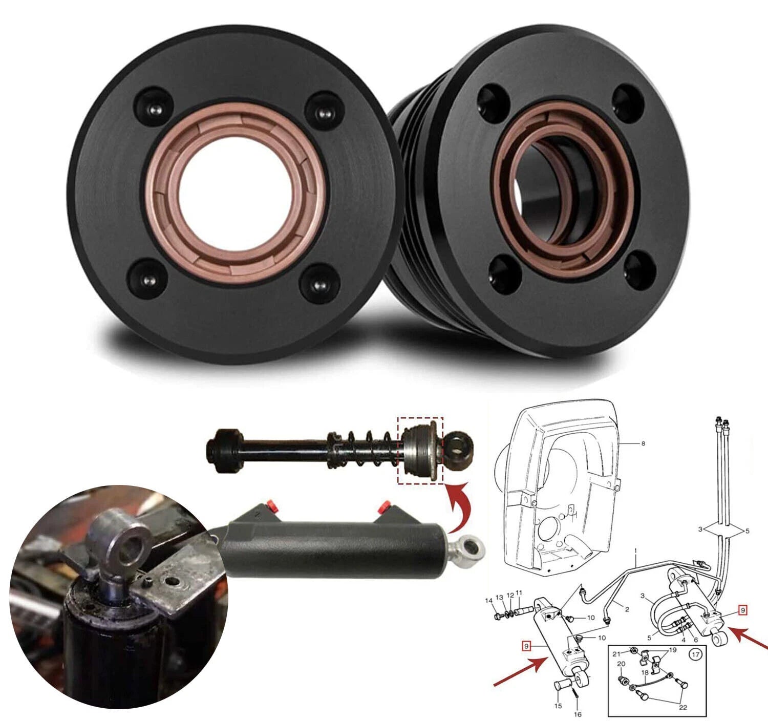 2X Trim Cylinder Ram Rebuild Kit for Volvo Penta (872612, 872837, 3860881)
