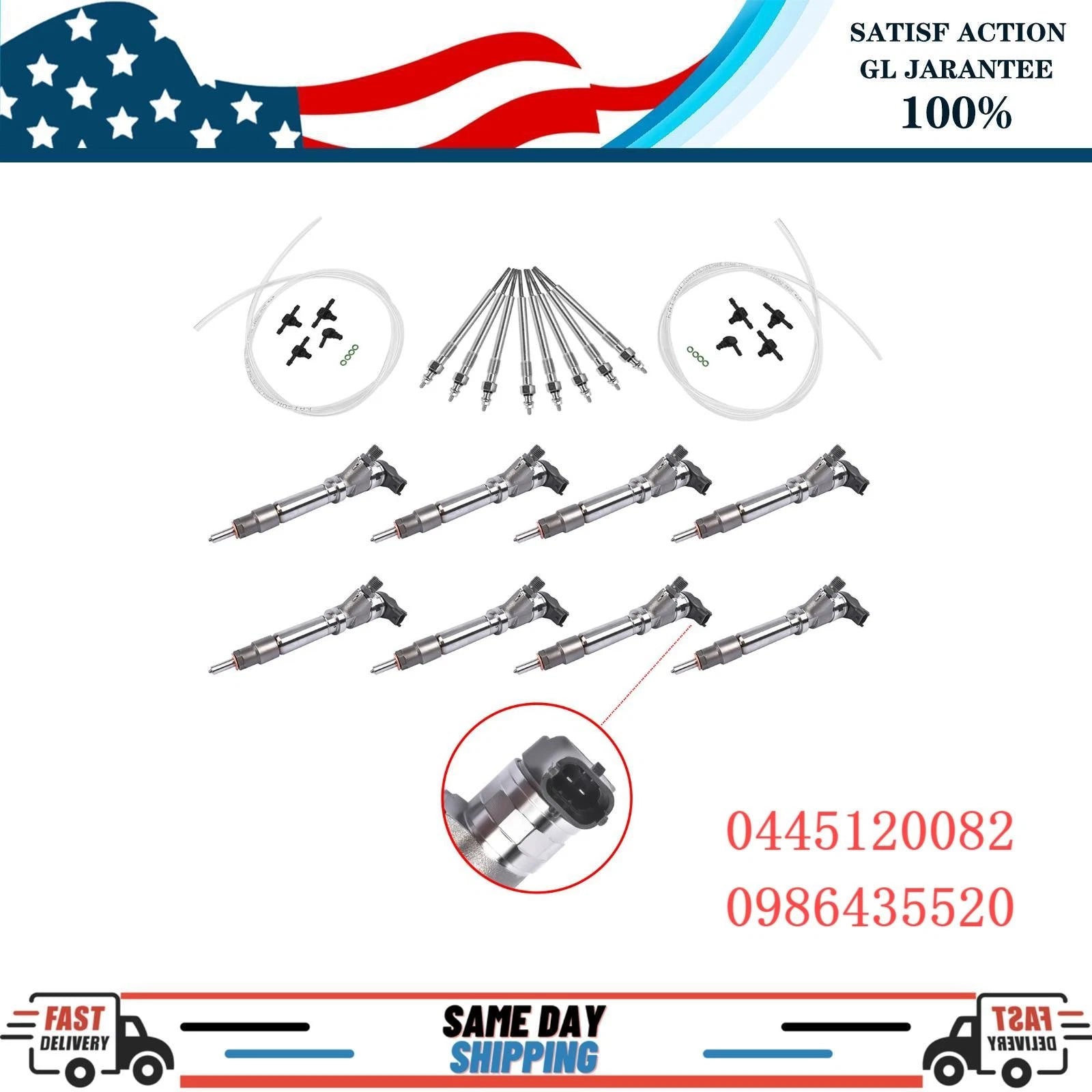 8x Diesel Fuel Injectors for GMC Duramax Silverado (2007–2010) 6.6L