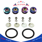 Set of 4 Neo Chrome Quick Release Fasteners for FIT Car Bumper & Trunk