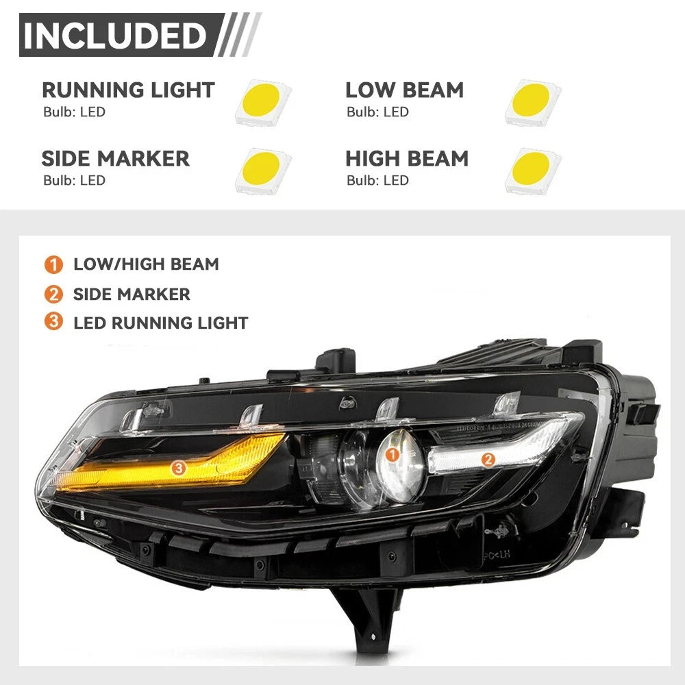 Full LED Headlight for Chevy Camaro LT (2019–2024) - Left Driver Side