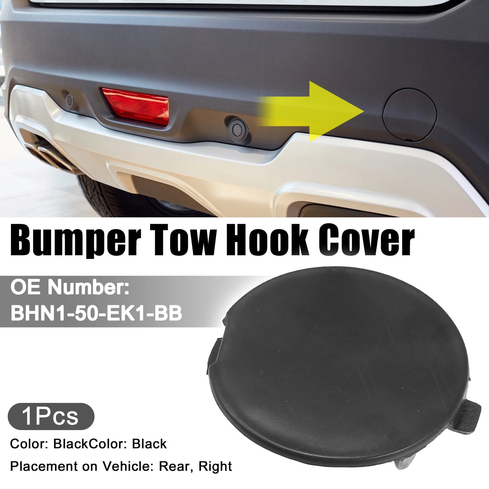 Rear Right Tow Hook Cover Cap for Mazda 3 (2014–2018) 1pc Black