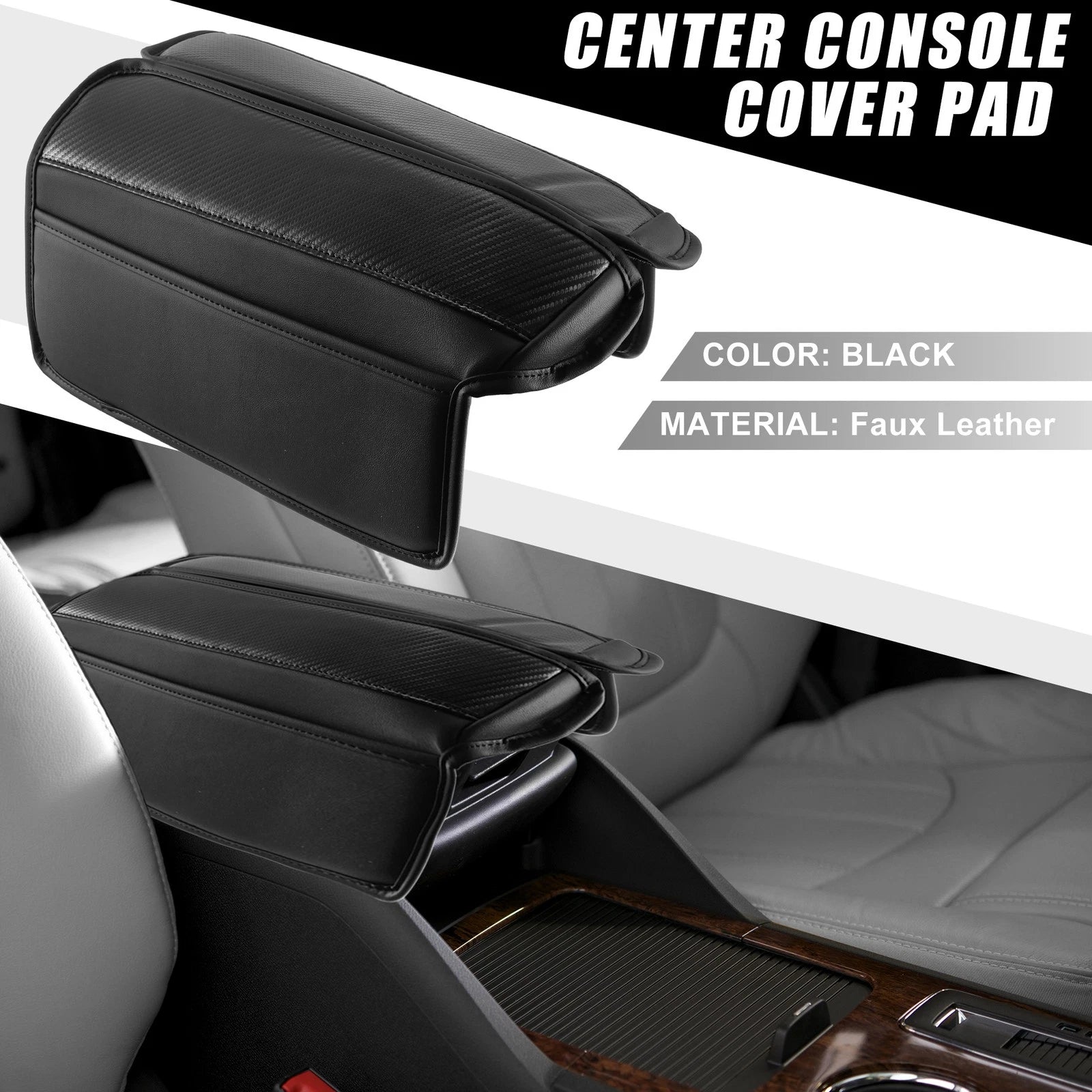 2X Center Console Armrest Pad Cover for Nissan Rogue (2021–2023) Black