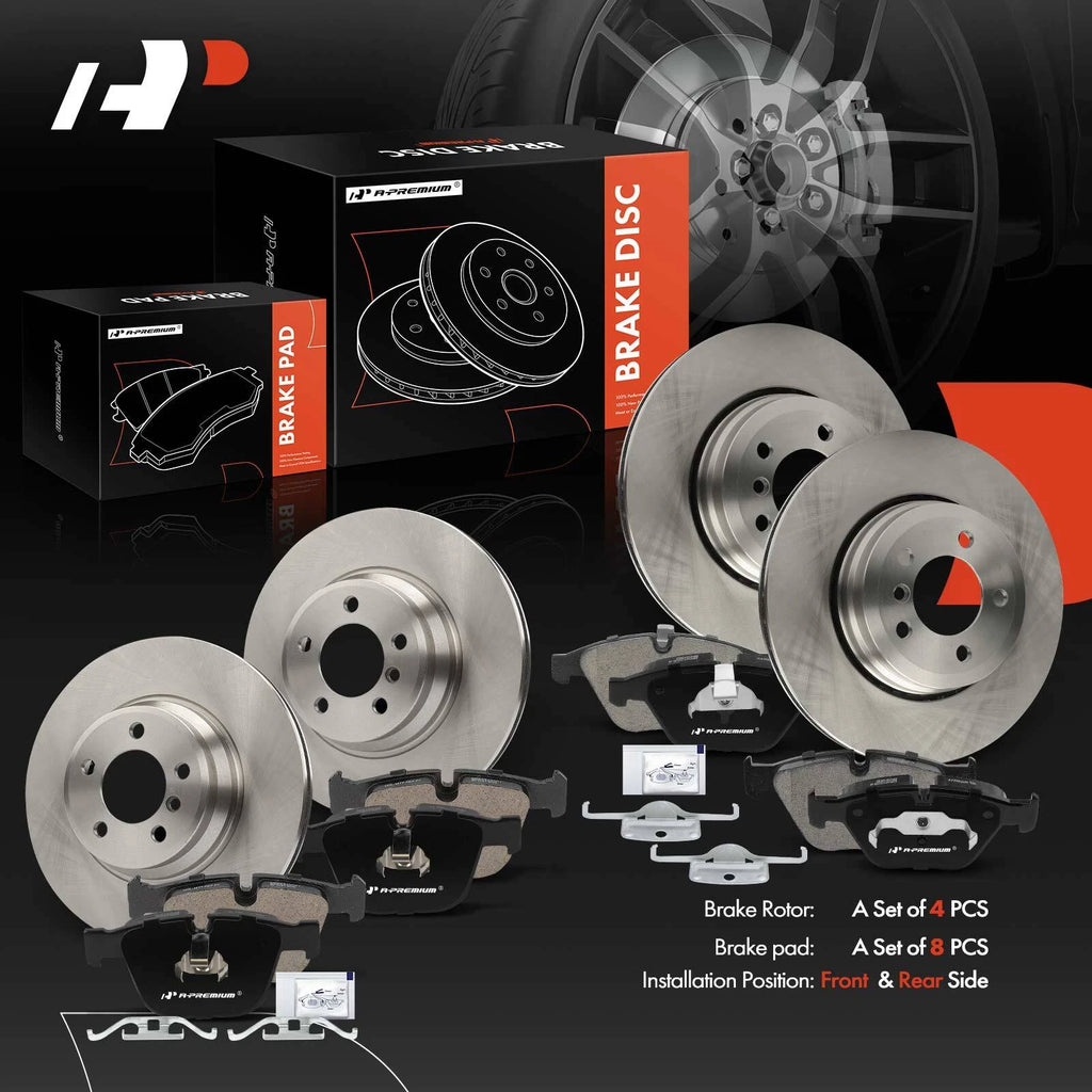 Set of 4 Disc Brake Rotors & Ceramic Pads for BMW 750i 750Li 760Li (2006–2015)