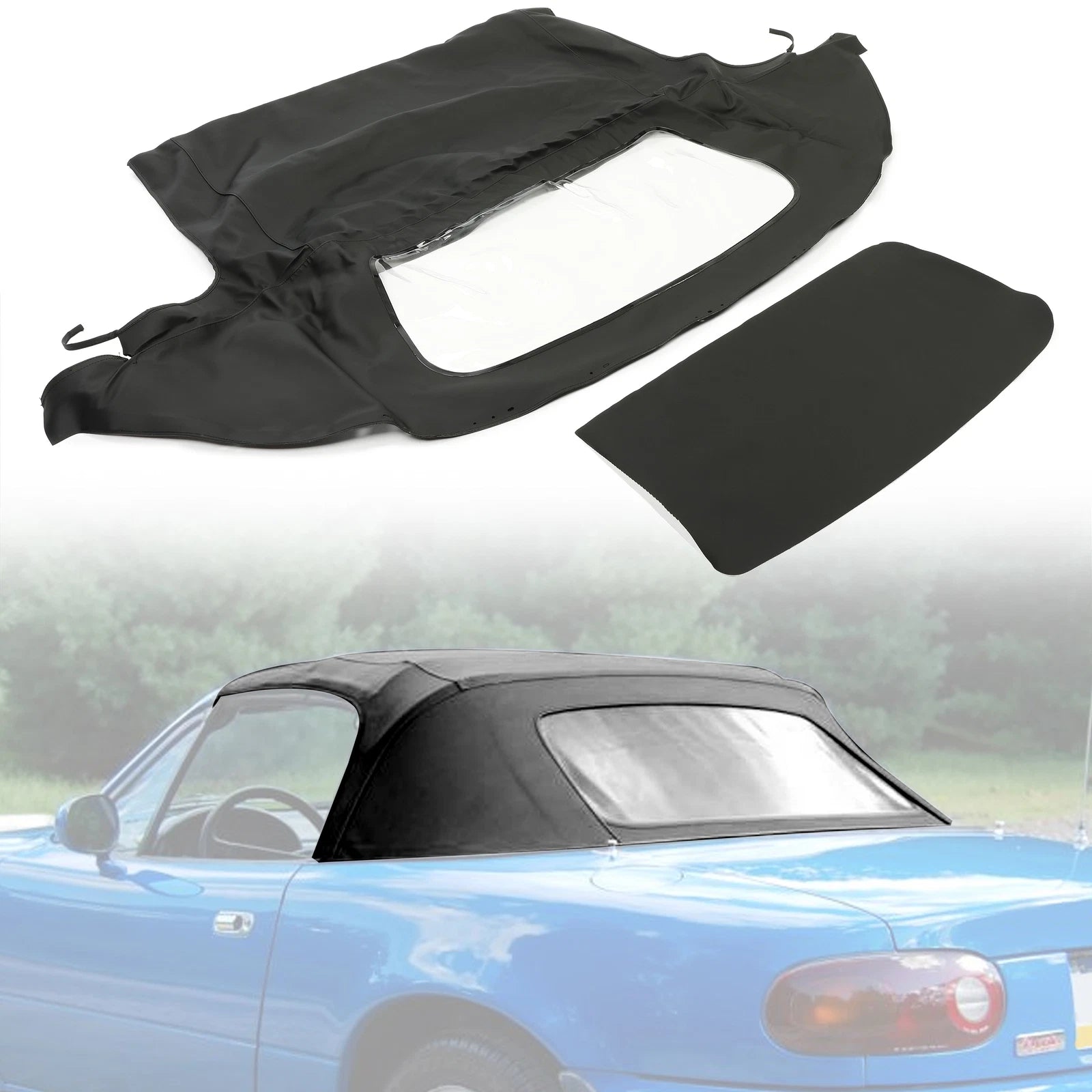 Soft Top Convertible Window for Mazda Miata (1990–2005) Black & Clear